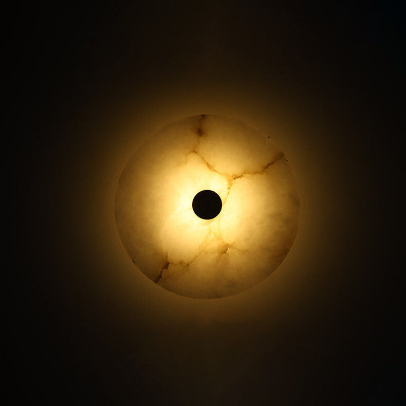 Luxury Round Marble and Iron LED Wall Sconce