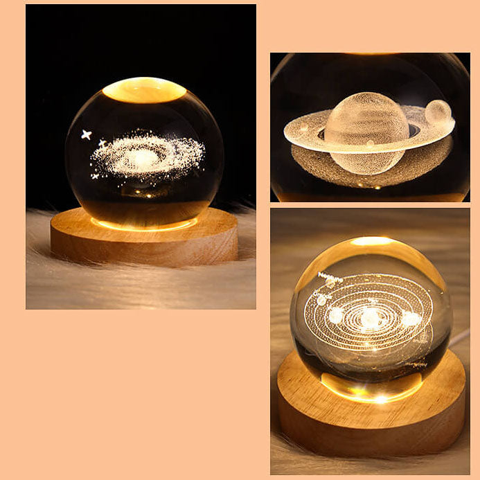 Modern Star System Crystal Ball USB LED Night Light Table Lamp for Bedroom