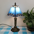 Vintage European Tiffany Square Stained Glass Table Lamp - 1 Light