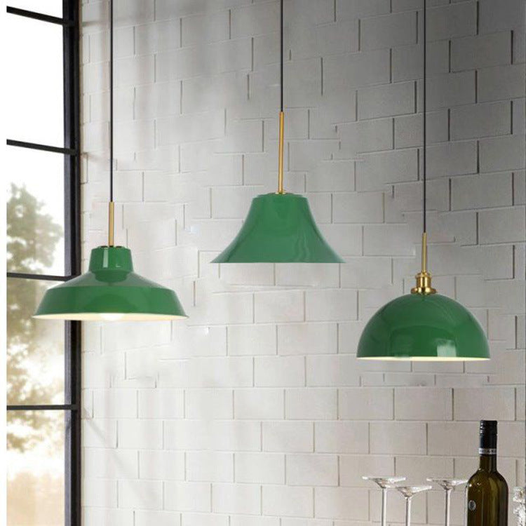 Vintage Green Iron Cone Pendant Light