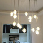 Luxury LED Chandelier with Crystal Orb Shade for Modern Staircases
