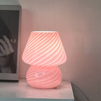 Contemporary Striped Mushroom Glass Table Lamp - 1 Light
