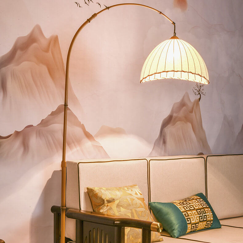 Vintage Marble Fishing Imitation Bamboo Floor Lamp - 1-Light Design