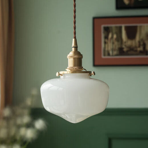 Brass and Glass Nordic Vintage Pendant Light - 1-Light