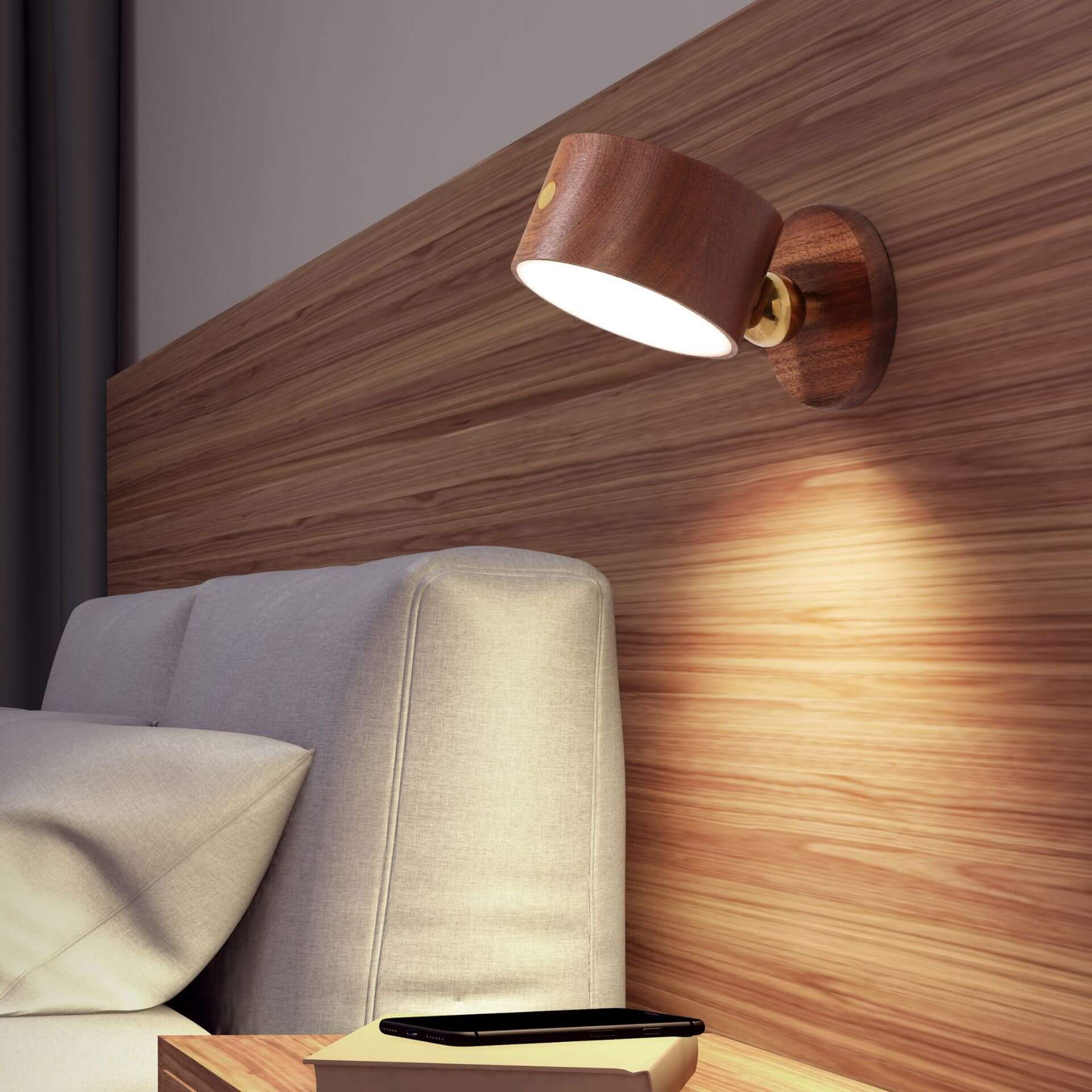 Wooden USB Rechargeable LED Wall Sconce