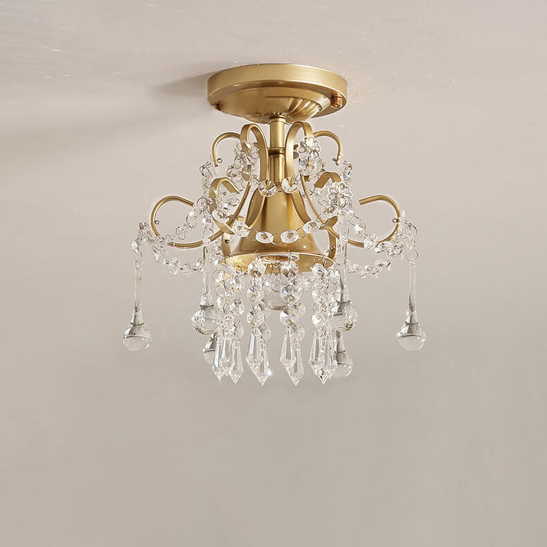 Elegant Crystal Flower Semi-Flush Mount Ceiling Light - 1/3 Light Options