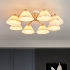Nordic Wood Pleated Semi-Flush Mount Ceiling Light