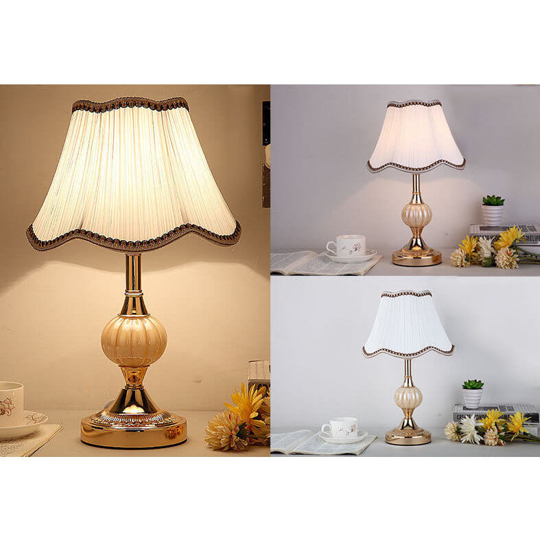 Vintage Floral Glass Table Lamp - Nordic Design, 1-Light