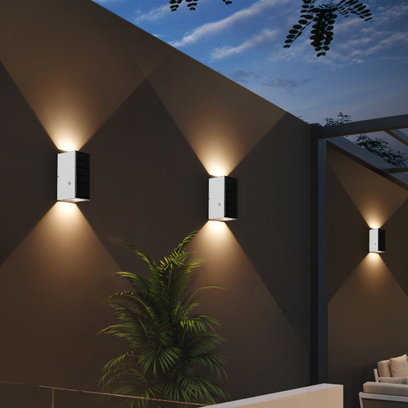 Premium Black Rectangular Solar LED Outdoor Wall Light