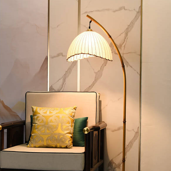 Premium Bamboo Pole Floor Lamp - Retro Zen Design, 1-Light