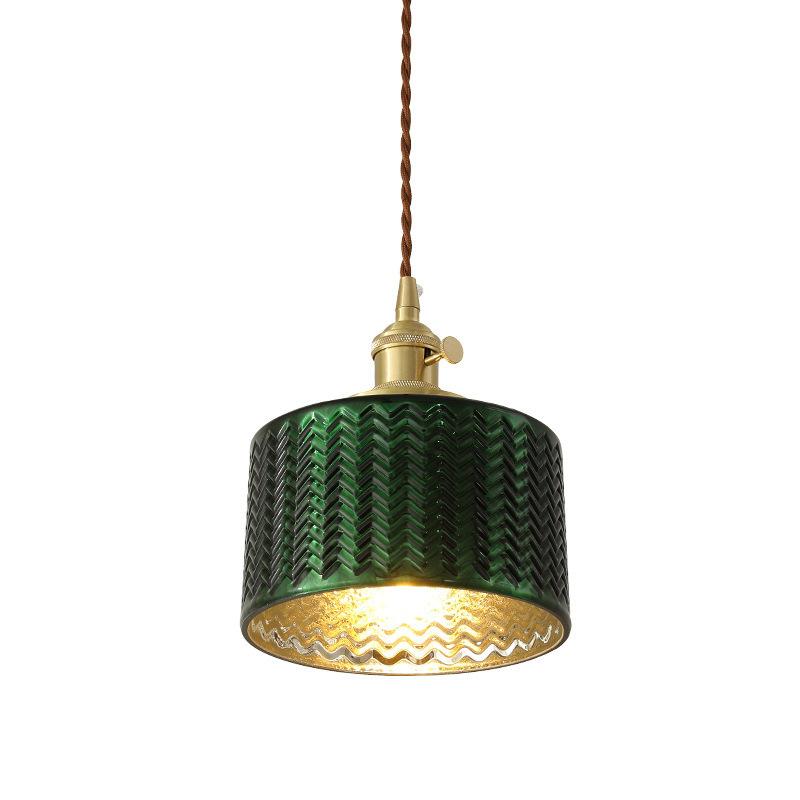 Nordic Vintage Green Brass Glass Island Chandelier - 1, 2, or 3 Lights