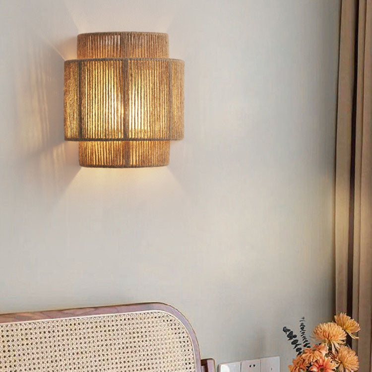 Japanese Rope-Woven 1-Light Wall Sconce