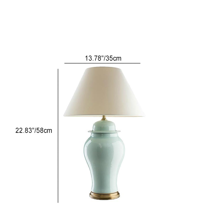 Rustic Ceramic Conic Table Lamp with 1-Light for Study