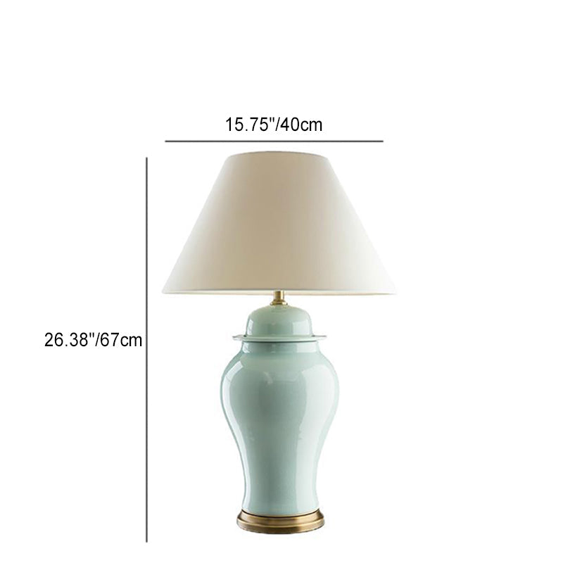 Rustic Ceramic Conic Table Lamp with 1-Light for Study