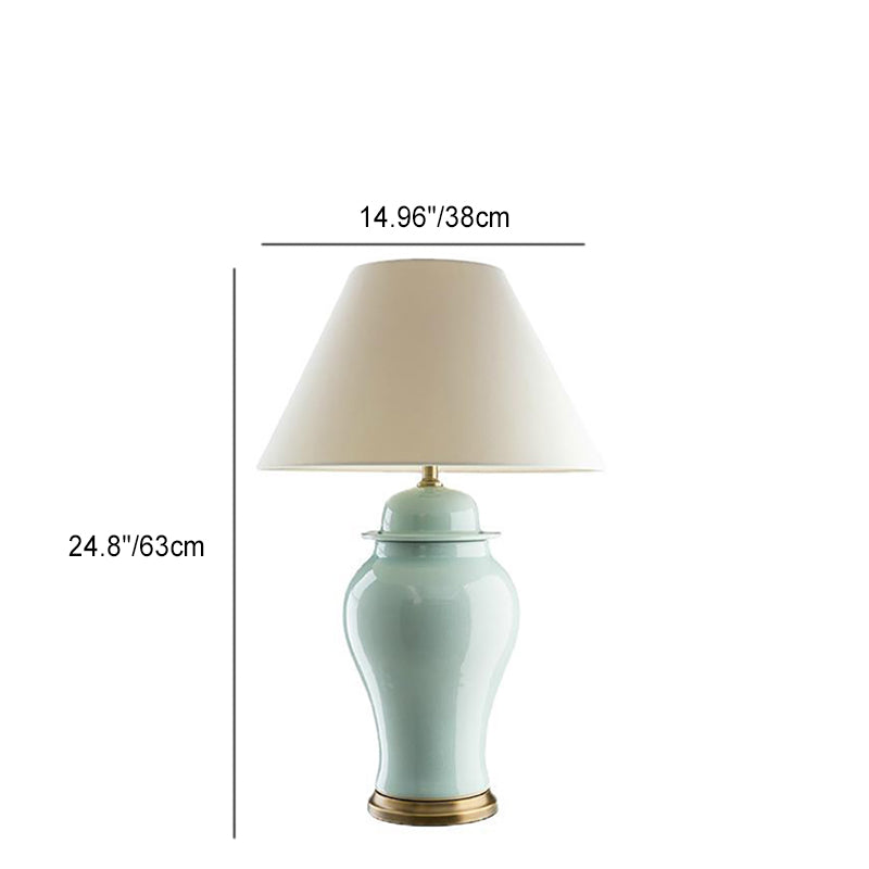 Rustic Ceramic Conic Table Lamp with 1-Light for Study