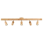 Japanese Minimalist LED Semi-Flush Mount Wooden Track Lighting - 2/3/4/5 Light Options