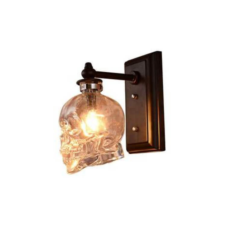 Modern Round Skull Glass Wall Sconce Lamp
