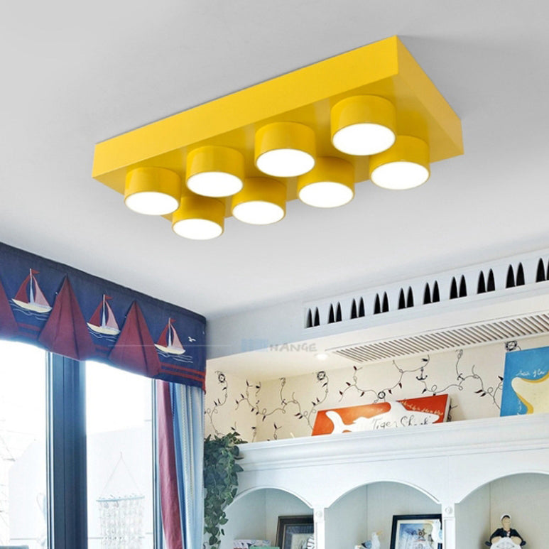 Modern Square Iron LED Flush Mount Ceiling Light for Bedroom