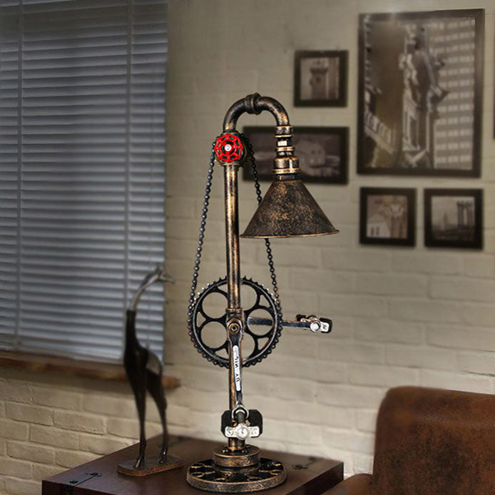 Vintage Industrial Iron Gear 1-Light Table Lamp