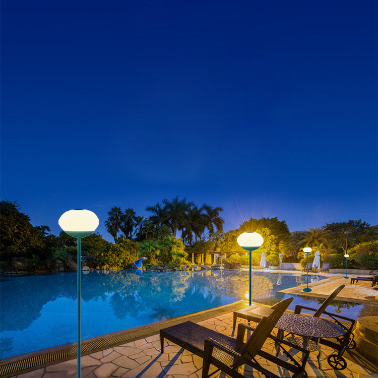 Modern Minimalist Solar LED Outdoor Floor Lamp - Wrought Iron Oval Design