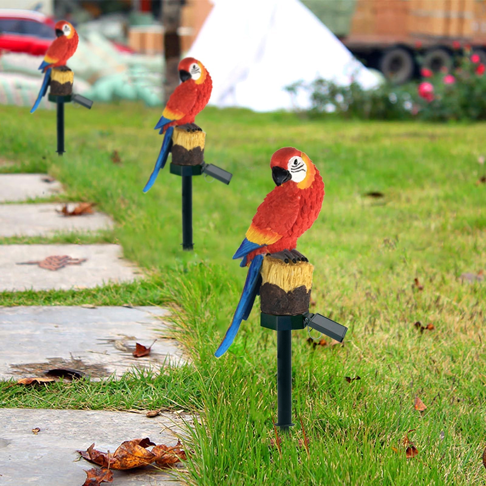 Colorful Solar-Powered Waterproof Resin Parrot LED Garden
