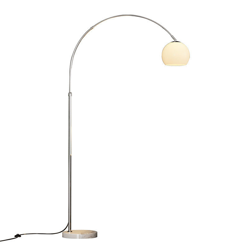 Scandinavian Glass Round Shade Floor Lamp - 1-Light Iron Design for Living Room