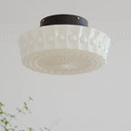 Vintage White Jade Glass Round Drum LED Ceiling Light