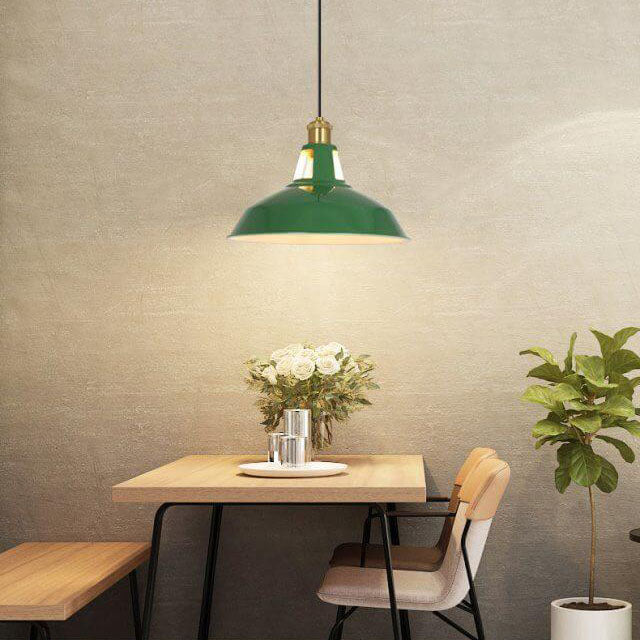 Vintage Green Iron Cone Pendant Light