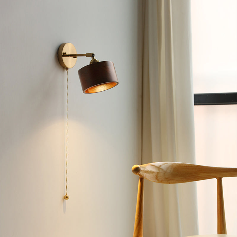 Scandinavian Copper & Wood 1-Light Sconce
