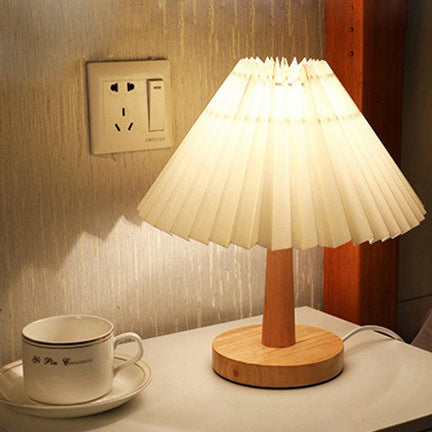 Retro Pleated LED Table Lamp - Umbrella Design