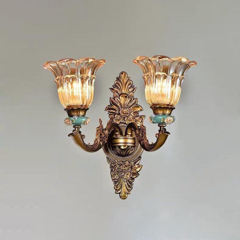 Elegant European Glass Flower Wall Sconce Lamp