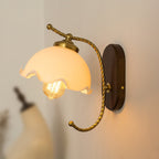 Vintage French Cream Glass Petal Wall Sconce Lamp