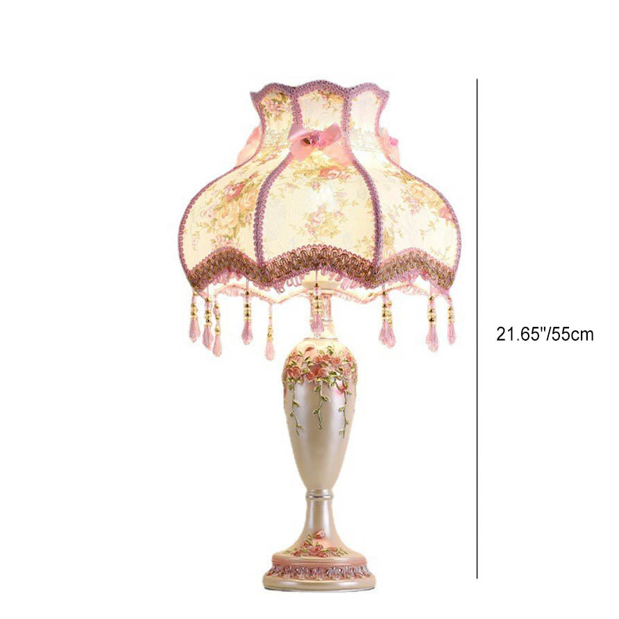 Elegant European Fabric Tassel Table Lamp - 1 Light