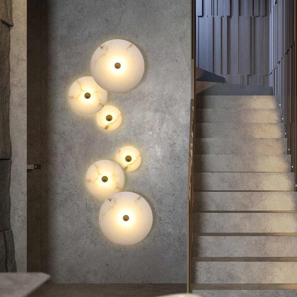 Luxury Round Marble and Iron LED Wall Sconce