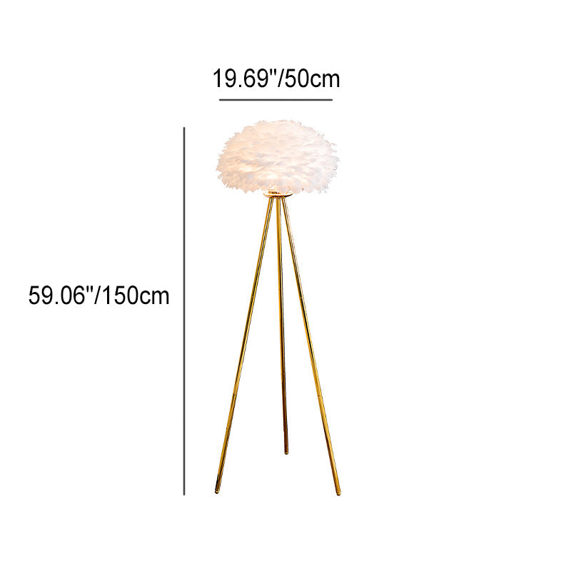 Contemporary Globe Floor Lamp with Feather Design