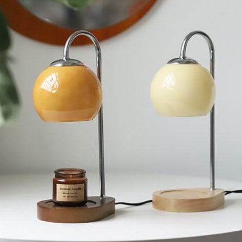 Elegant Solid Wood Spherical Candle Table Lamp - 1-Light Design