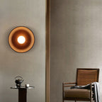 Minimalist Round Solid Wood Wall Sconce