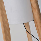 Premium Chinese Fabric Cylinder Shade Wood Tripod Floor Lamp - 1-Light Design for Study