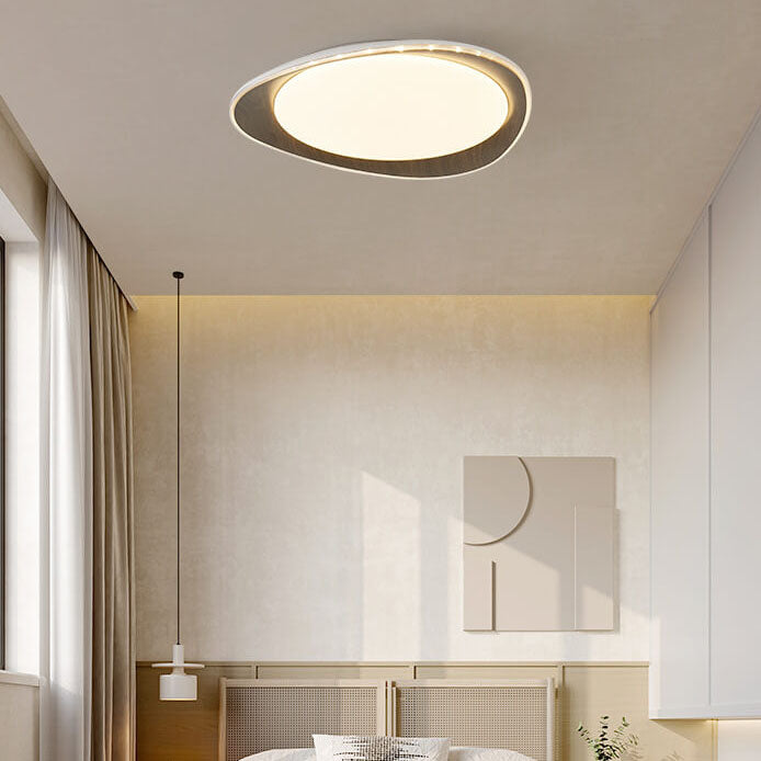 Contemporary Wood Grain Pebble LED Flush Mount Ceiling Light