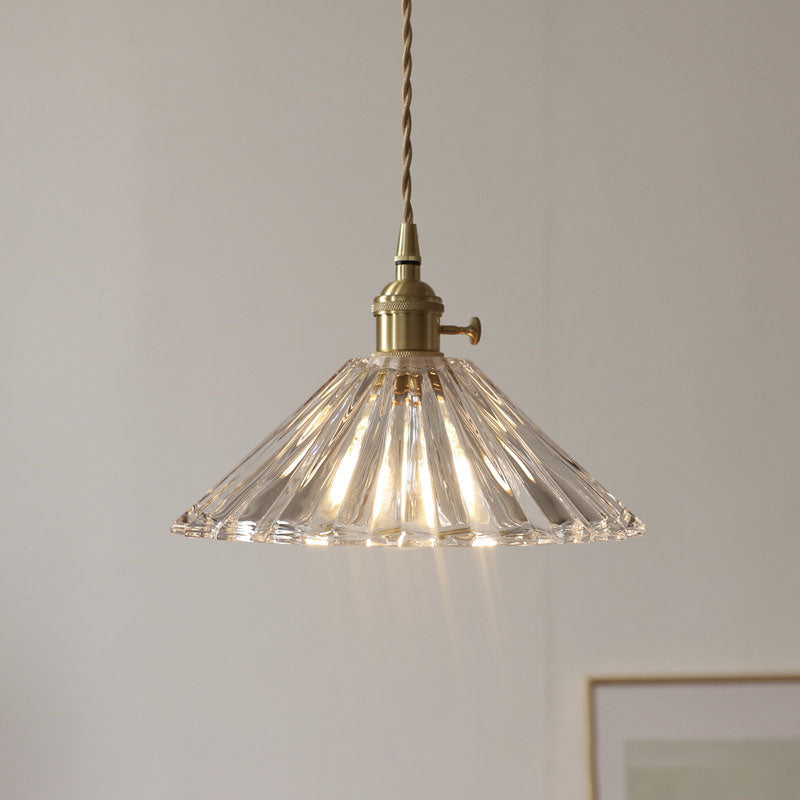 Vintage Clear Glass Brass Pendant Light - Nordic Minimalist Design