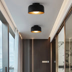 Premium Minimalist Wood Grain Iron 1-Light Semi-Flush Mount Ceiling Fixture