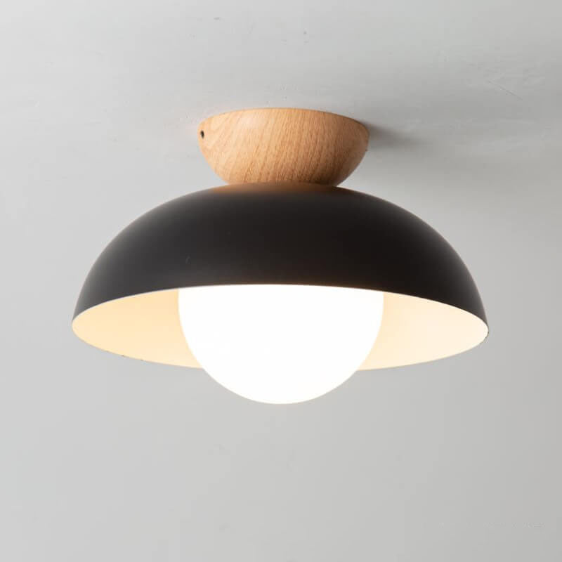 Contemporary Wrought Iron Log Bowl Semi-Flush Mount