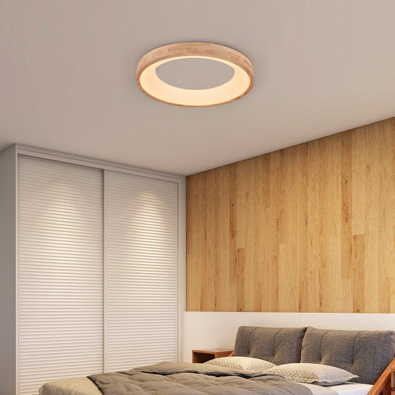 Round LED Flush Mount Ceiling Light in Nordic Minimalist Wood Design
