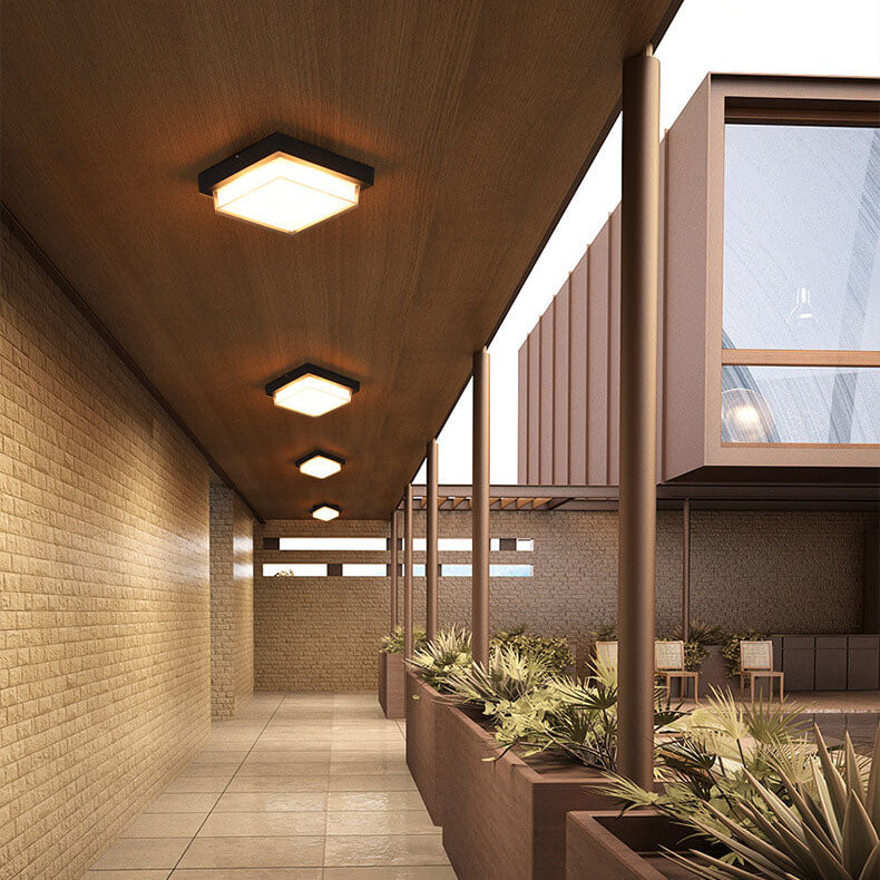 Contemporary Square Aluminum LED Flush Mount Ceiling Light for Outdoor Use