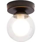 Contemporary Round Glass 1-Light Semi-Flush Mount Ceiling Fixture