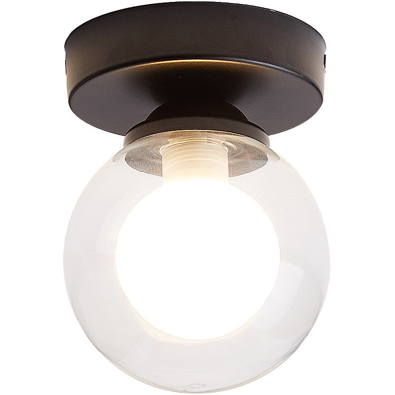 Contemporary Round Glass 1-Light Semi-Flush Mount Ceiling Fixture