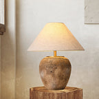 Shabby Chic Cone Fabric Ceramic Table Lamp - 1-Light Design for Bedroom