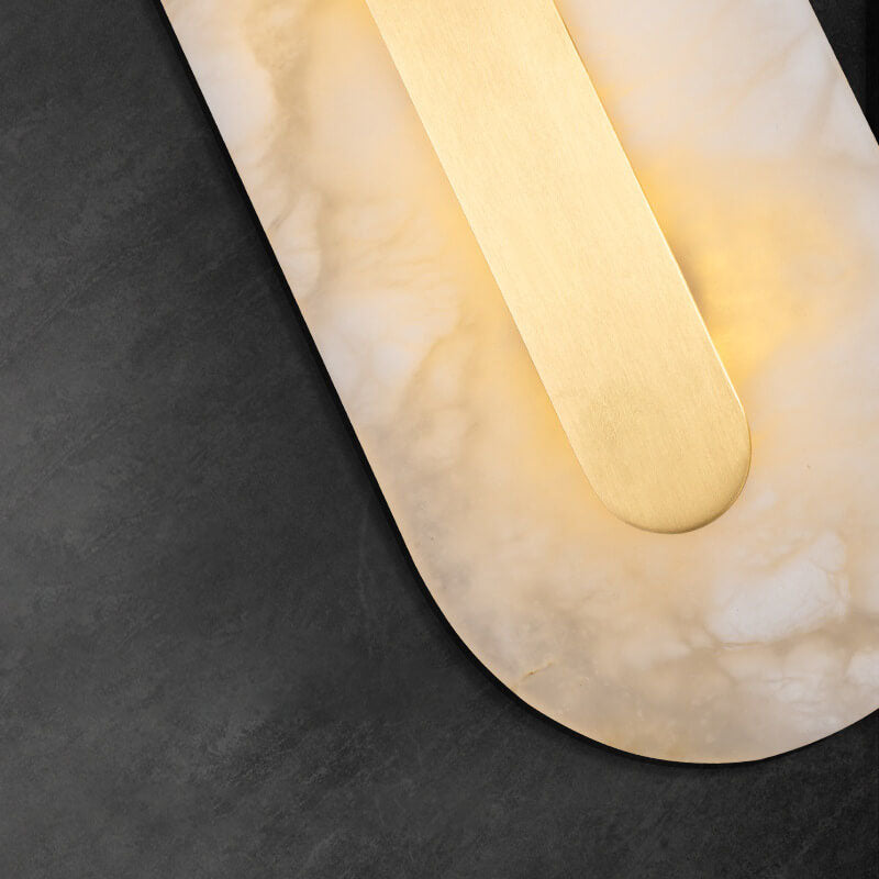 Premium Brass and Marble Oval LED Wall Sconce