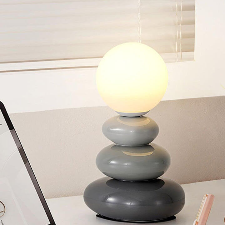 Contemporary Pebble Ceramic USB LED Table Lamp