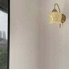 Vintage Cream Petal Resin and Copper Wall Sconce Lamp
